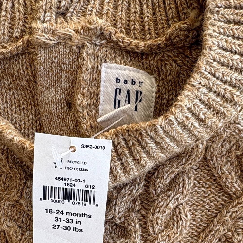 NWT Baby Gap Cable Knit Sweater 18-24m - Picture 2 of 5